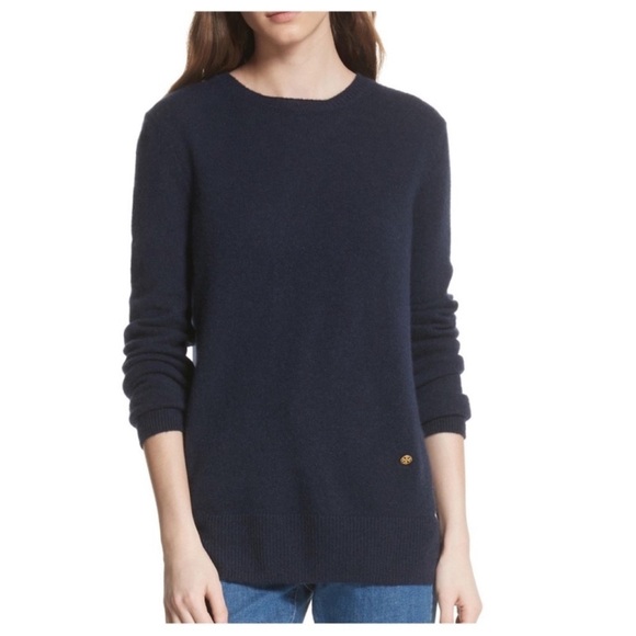 Tory Burch Bella Cashmere Sweater In Tory Navy - Picture 1 of 10